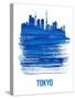 Tokyo Skyline Brush Stroke - Blue-NaxArt-Stretched Canvas