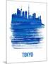 Tokyo Skyline Brush Stroke - Blue-NaxArt-Mounted Art Print