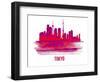 Tokyo Skyline Brush Stroke - Red-NaxArt-Framed Art Print