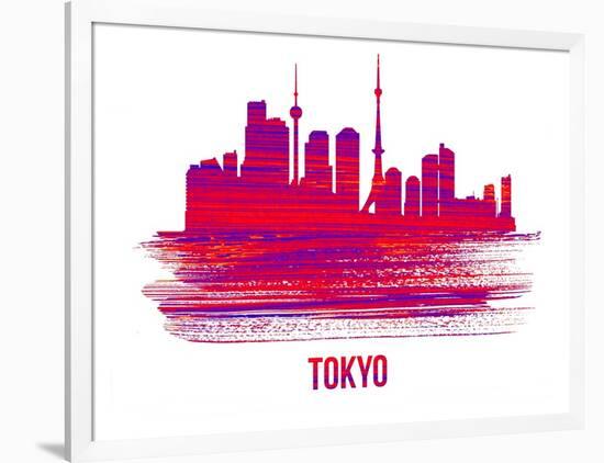 Tokyo Skyline Brush Stroke - Red-NaxArt-Framed Art Print