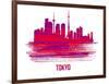 Tokyo Skyline Brush Stroke - Red-NaxArt-Framed Art Print