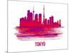 Tokyo Skyline Brush Stroke - Red-NaxArt-Mounted Art Print