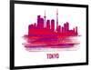 Tokyo Skyline Brush Stroke - Red-NaxArt-Framed Art Print