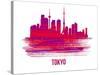 Tokyo Skyline Brush Stroke - Red-NaxArt-Stretched Canvas