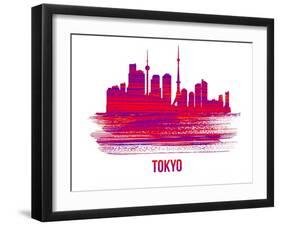 Tokyo Skyline Brush Stroke - Red-NaxArt-Framed Art Print