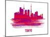 Tokyo Skyline Brush Stroke - Red-NaxArt-Mounted Art Print