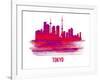 Tokyo Skyline Brush Stroke - Red-NaxArt-Framed Art Print