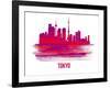 Tokyo Skyline Brush Stroke - Red-NaxArt-Framed Art Print
