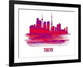 Tokyo Skyline Brush Stroke - Red-NaxArt-Framed Art Print