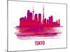 Tokyo Skyline Brush Stroke - Red-NaxArt-Mounted Art Print