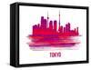 Tokyo Skyline Brush Stroke - Red-NaxArt-Framed Stretched Canvas