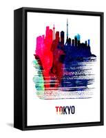 Tokyo Skyline Brush Stroke - Watercolor-NaxArt-Framed Stretched Canvas