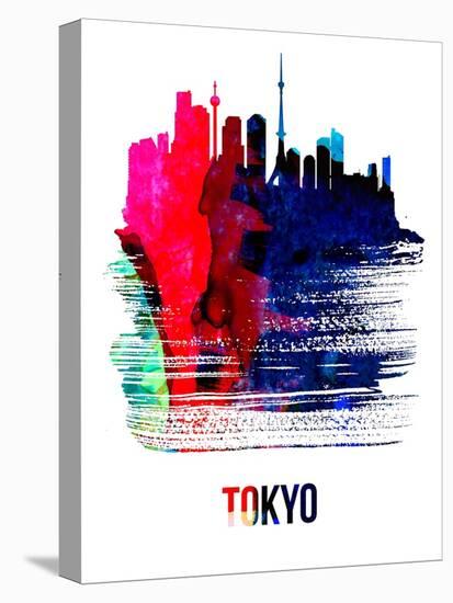 Tokyo Skyline Brush Stroke - Watercolor-NaxArt-Stretched Canvas