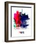 Tokyo Skyline Brush Stroke - Watercolor-NaxArt-Framed Art Print