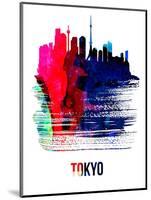 Tokyo Skyline Brush Stroke - Watercolor-NaxArt-Mounted Art Print