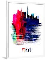 Tokyo Skyline Brush Stroke - Watercolor-NaxArt-Framed Art Print