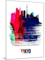 Tokyo Skyline Brush Stroke - Watercolor-NaxArt-Mounted Art Print