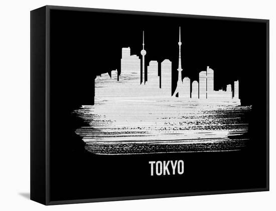 Tokyo Skyline Brush Stroke - White-NaxArt-Framed Stretched Canvas