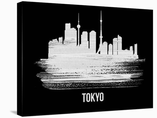 Tokyo Skyline Brush Stroke - White-NaxArt-Stretched Canvas