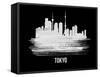 Tokyo Skyline Brush Stroke - White-NaxArt-Framed Stretched Canvas