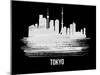 Tokyo Skyline Brush Stroke - White-NaxArt-Mounted Art Print