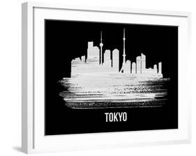 Tokyo Skyline Brush Stroke - White-NaxArt-Framed Art Print