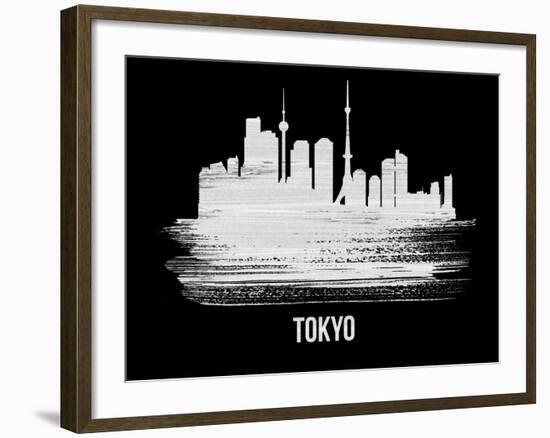 Tokyo Skyline Brush Stroke - White-NaxArt-Framed Art Print