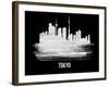 Tokyo Skyline Brush Stroke - White-NaxArt-Framed Art Print