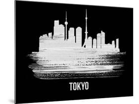 Tokyo Skyline Brush Stroke - White-NaxArt-Mounted Art Print