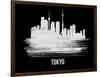 Tokyo Skyline Brush Stroke - White-NaxArt-Framed Art Print