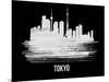 Tokyo Skyline Brush Stroke - White-NaxArt-Mounted Art Print