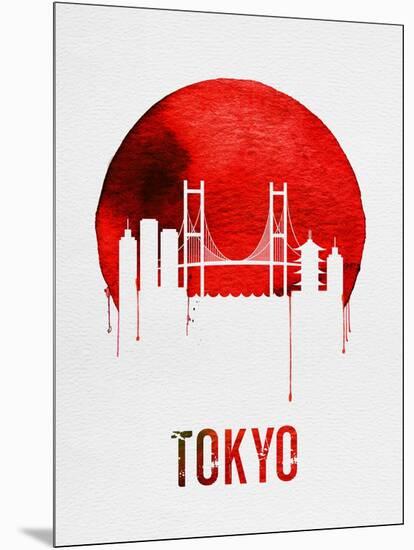 Tokyo Skyline Red-null-Mounted Art Print