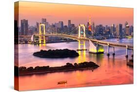 Tokyo Skyline with Tokyo Tower and Rainbow Bridge. Tokyo, Japan.-Luciano Mortula - LGM-Stretched Canvas