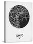 Tokyo Street Map Black on White-NaxArt-Stretched Canvas