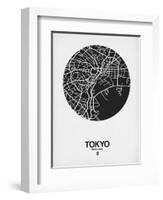 Tokyo Street Map Black on White-NaxArt-Framed Art Print