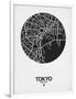 Tokyo Street Map Black on White-NaxArt-Framed Art Print