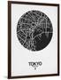 Tokyo Street Map Black on White-NaxArt-Framed Art Print