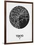 Tokyo Street Map Black on White-NaxArt-Framed Art Print