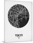 Tokyo Street Map Black on White-NaxArt-Mounted Art Print