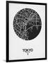 Tokyo Street Map Black on White-NaxArt-Framed Art Print