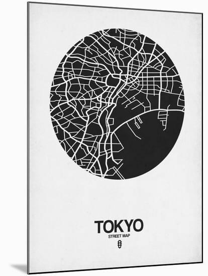 Tokyo Street Map Black on White-NaxArt-Mounted Art Print