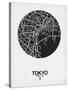 Tokyo Street Map Black on White-NaxArt-Stretched Canvas