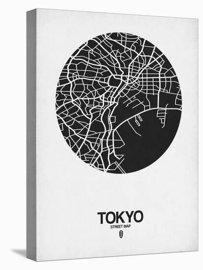 Tokyo Street Map Black on White-NaxArt-Stretched Canvas