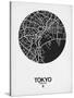 Tokyo Street Map Black on White-NaxArt-Stretched Canvas