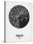Tokyo Street Map Black on White-null-Stretched Canvas