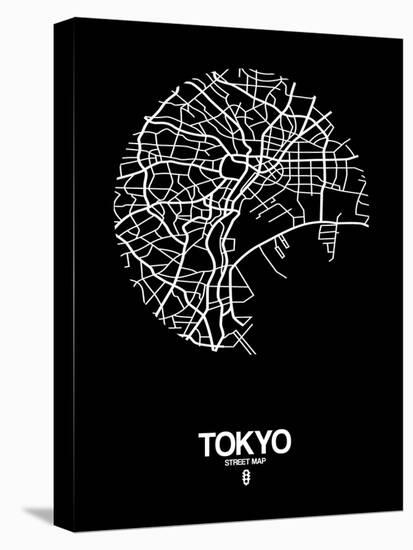 Tokyo Street Map Black-NaxArt-Stretched Canvas