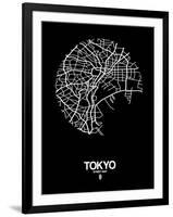 Tokyo Street Map Black-NaxArt-Framed Art Print