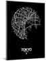 Tokyo Street Map Black-NaxArt-Mounted Art Print