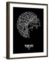 Tokyo Street Map Black-NaxArt-Framed Art Print