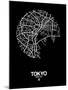 Tokyo Street Map Black-NaxArt-Mounted Art Print